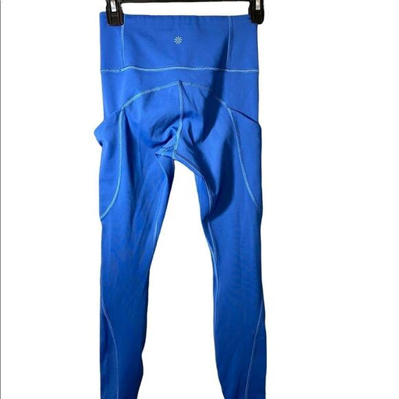 Athleta All In Reaction 7/8 Tight Lazer Cut Atlantis Pocket Blue Leggings Sz XXS - Picture 3 of 7